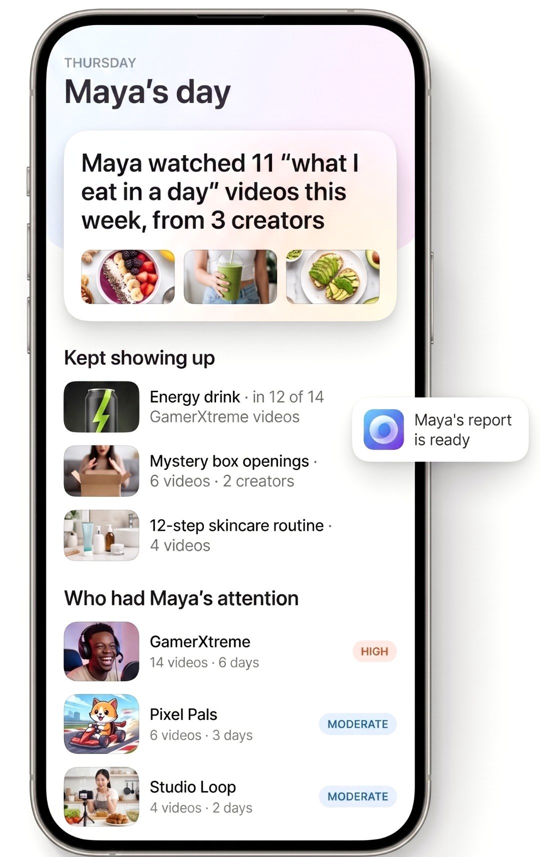 The Cradl daily report on a phone.